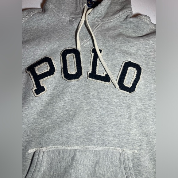 Polo Ralph Lauren Spellout Hoodie Size XS Extra Small Grey - Picture 2 of 4